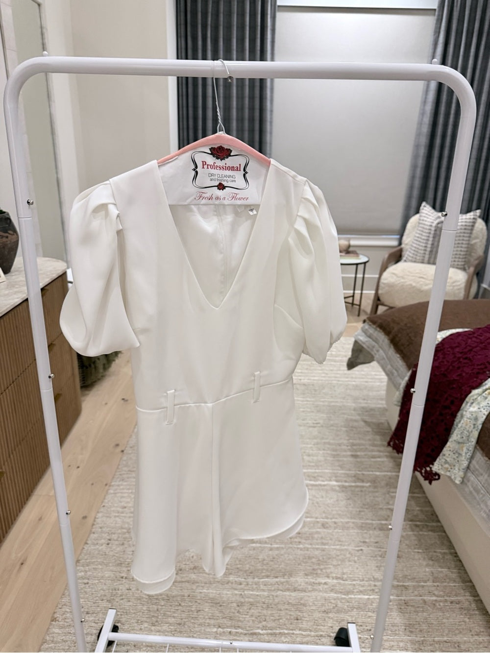 Lavender Brown White Kendra Romper (Brand New with Belt!)