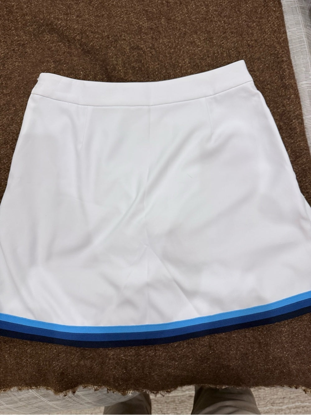 GFORE White Tennis Skirt with Blue Stripe Trim