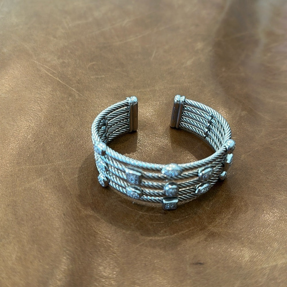 David Yurman Confetti Cuff Bracelet In Sterling Silver With Diamonds