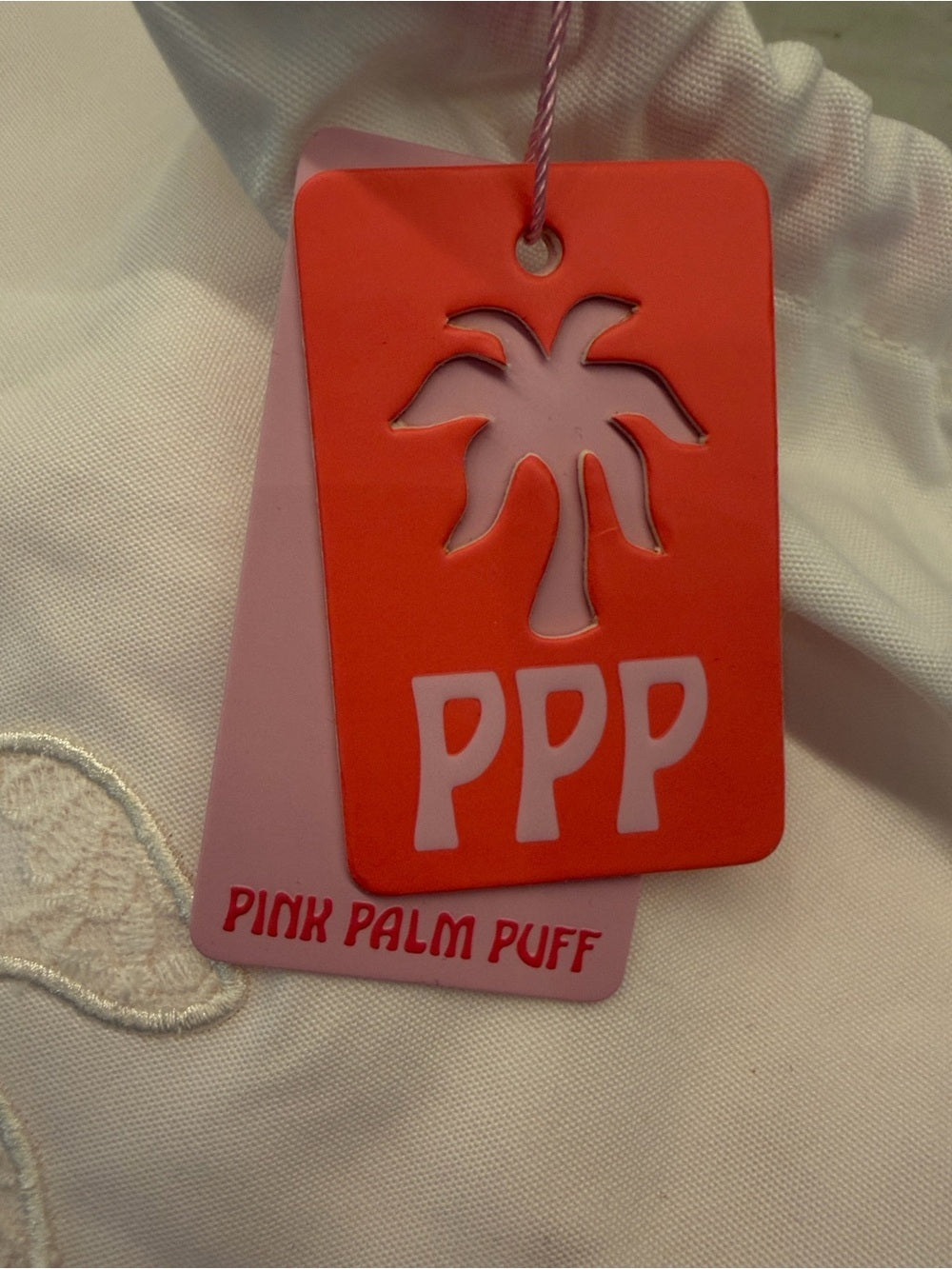 NWT Limited Edition Pink Palm Puff Daydream Foldover Short in Sky Grey