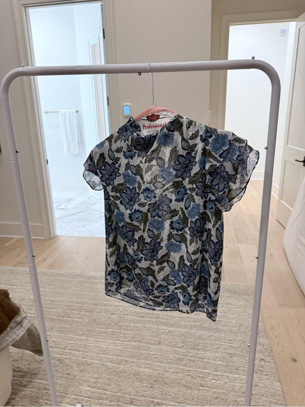 Misa Los Angeles Blue and White Floral V-Neck