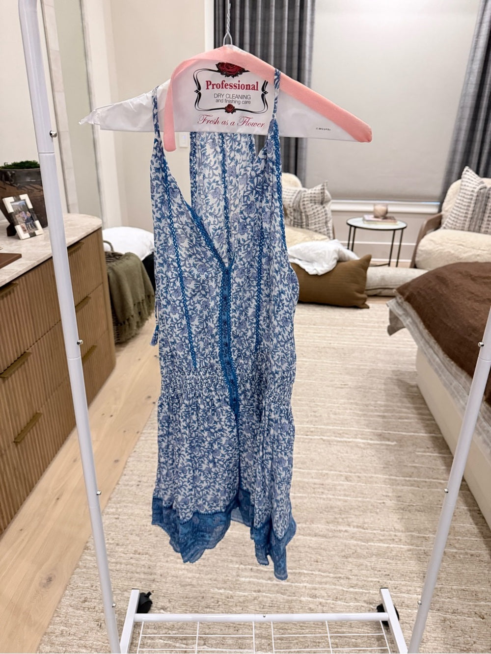 Poupette St. Barth Blue and White Floral Sundress