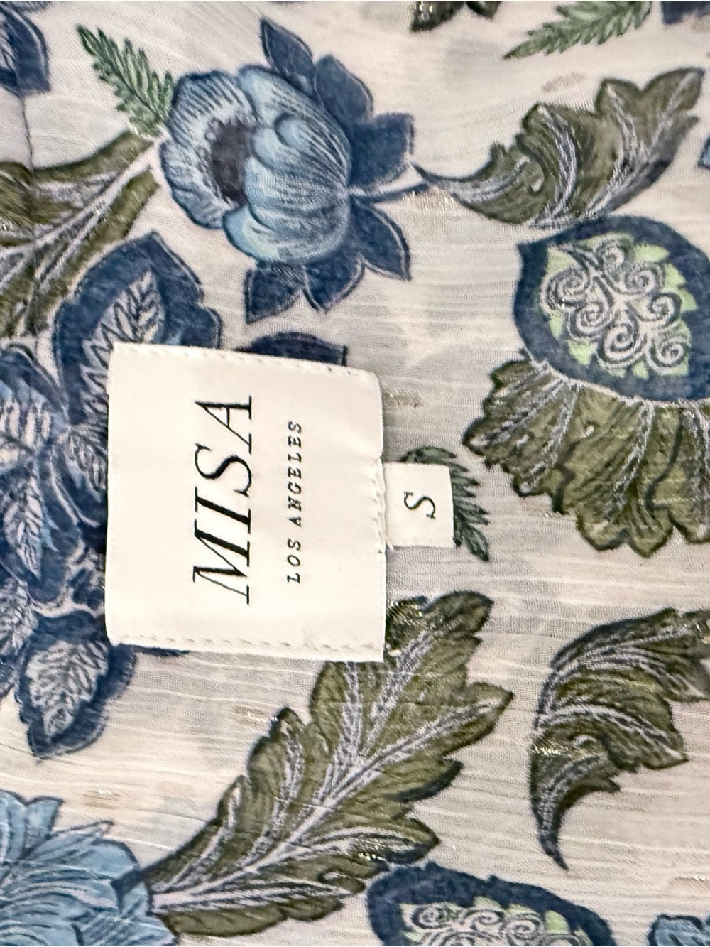 Misa Los Angeles Blue and White Floral V-Neck