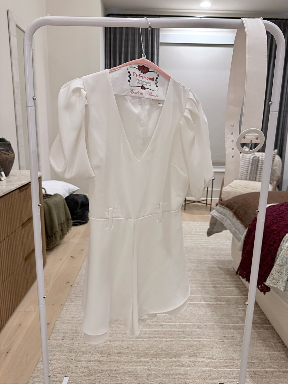 Lavender Brown White Kendra Romper (Brand New with Belt!)