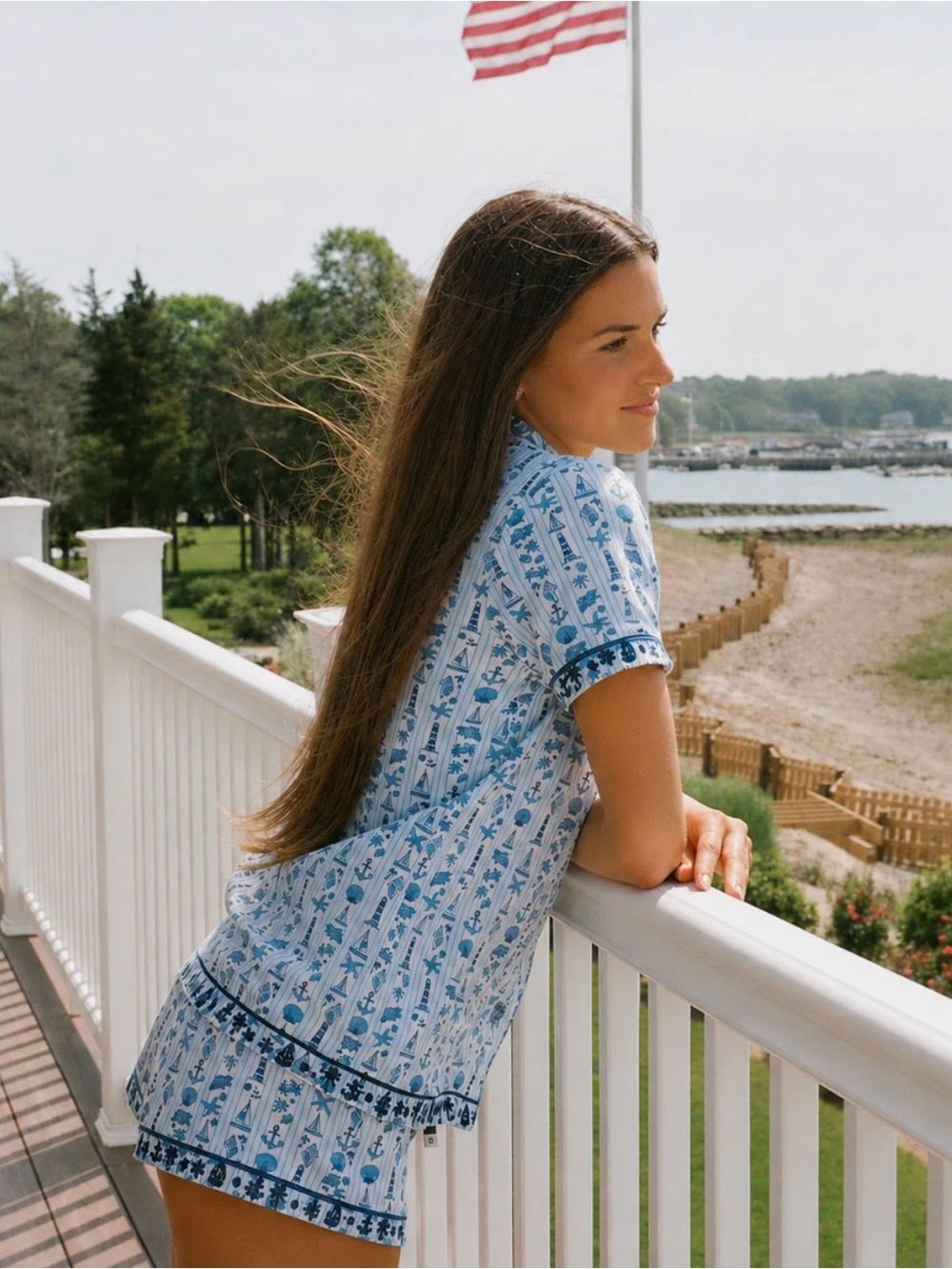 NWT Limited Edition Pink Palm Puff Pajamas in Cape Cod